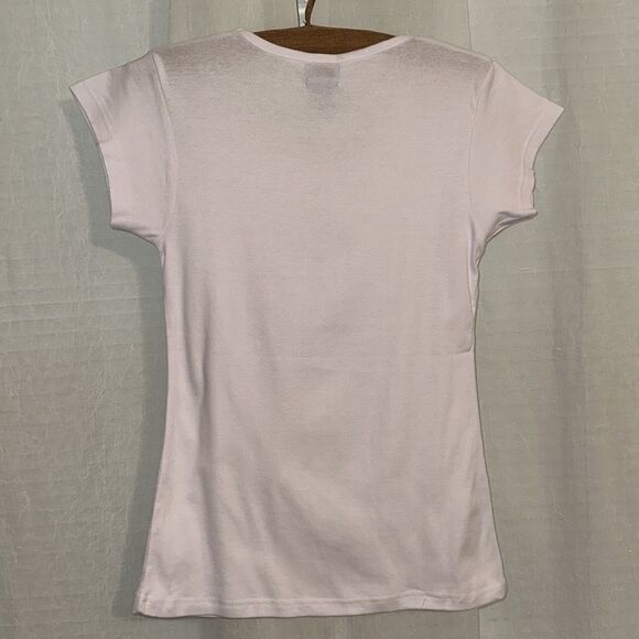 Roundy XL Basic White V-Neck Fitted Baby Doll Short Sleeve Cotton Tee - Picture 2 of 12